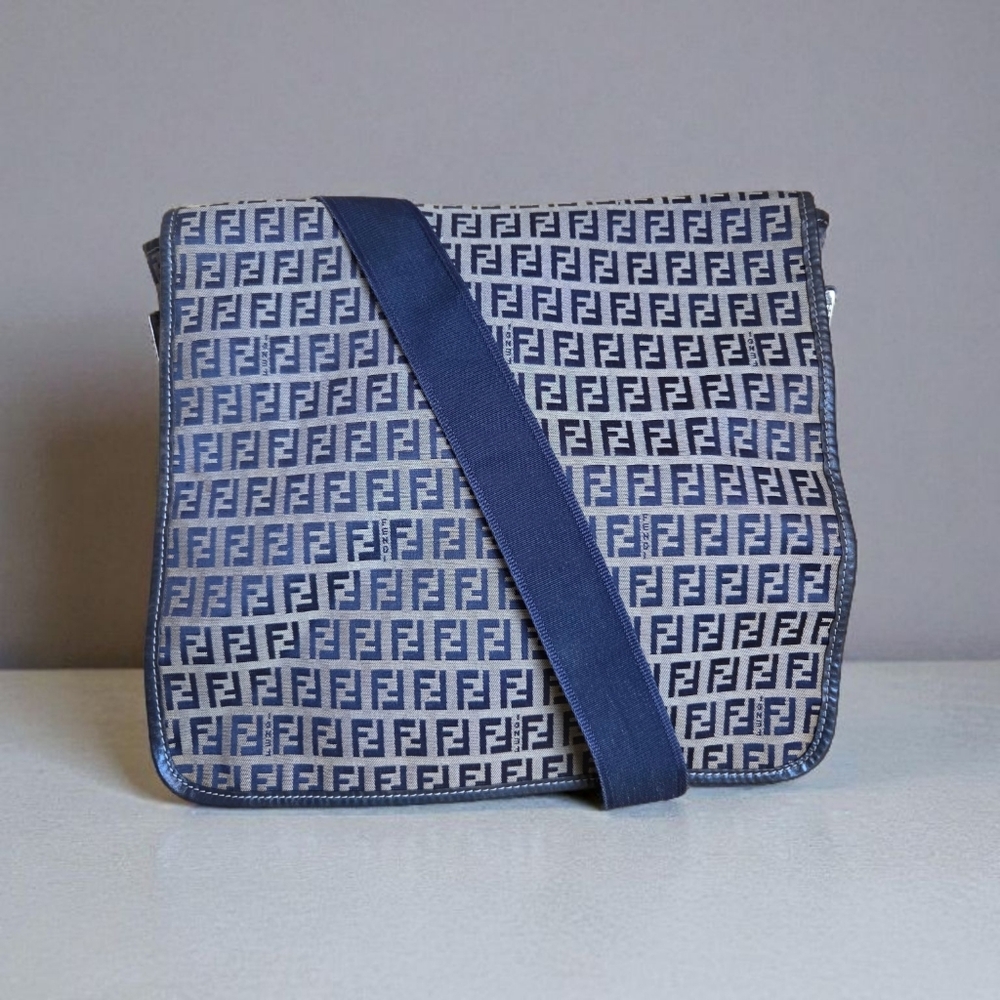 Fendi Monogram Navy Men's Messenger Bag